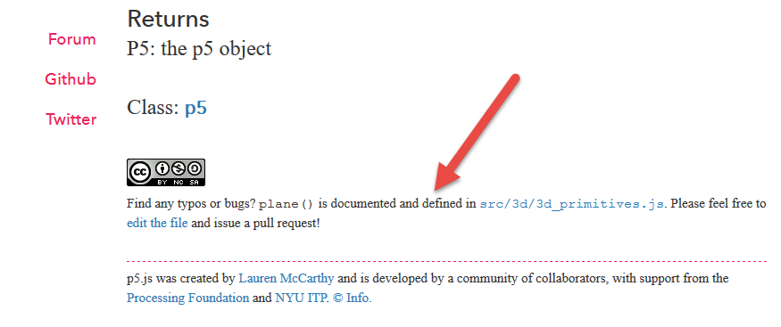 Screenshot of linking to documentation source